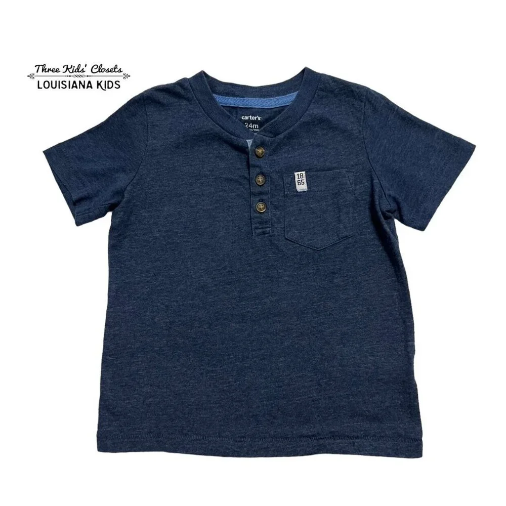 Carter's 24m Navy Henley Tee Shirt